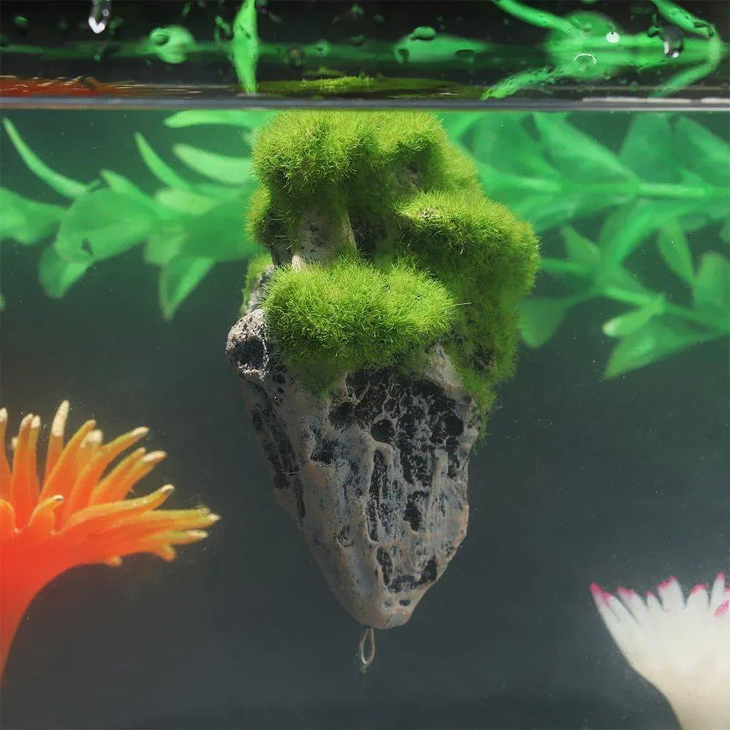 Artificial Floating Stone Pumice with Moss Aquarium Decoration Aquatic Landscape - M