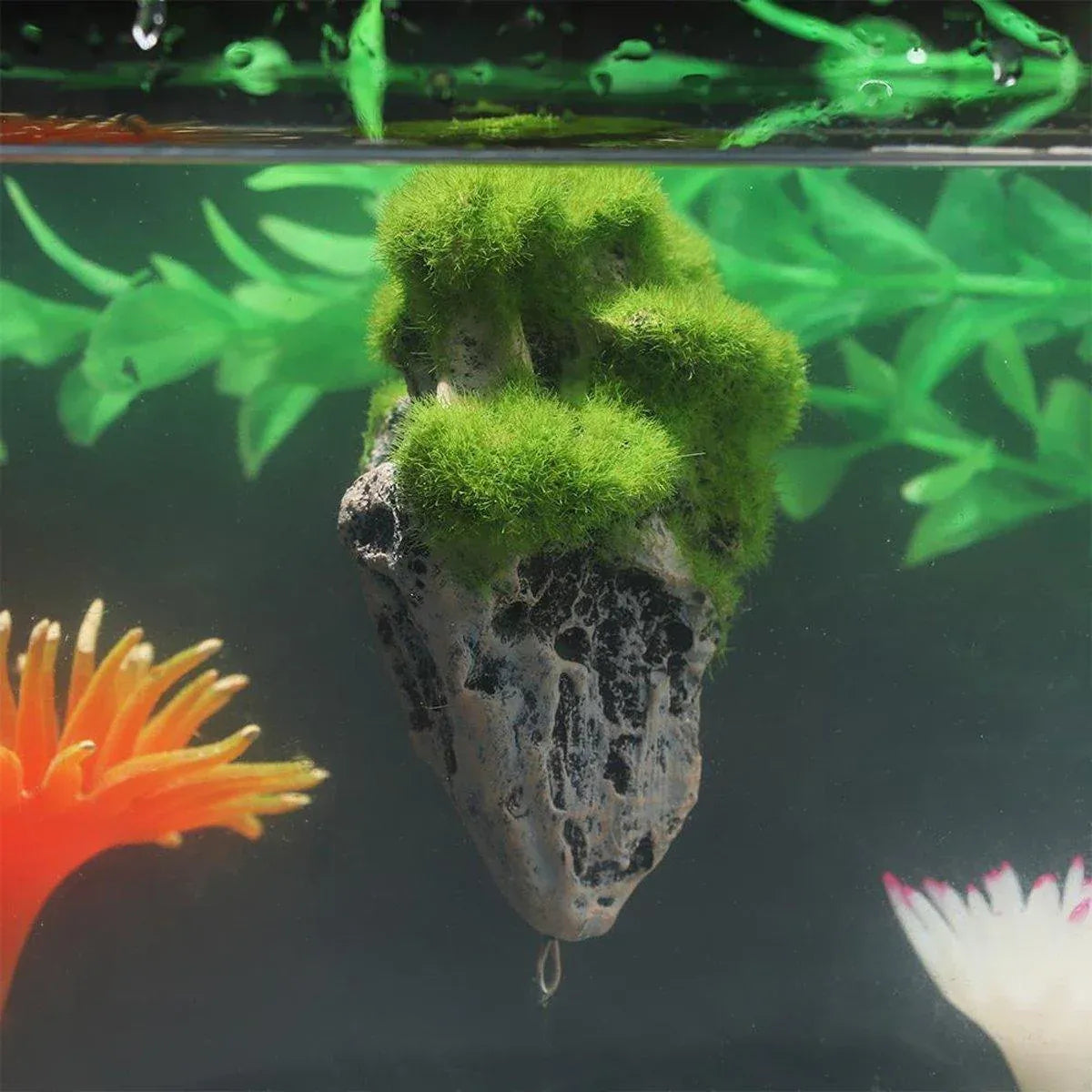 Artificial Floating Stone Pumice with Moss Aquarium Decoration Aquatic Landscape - M