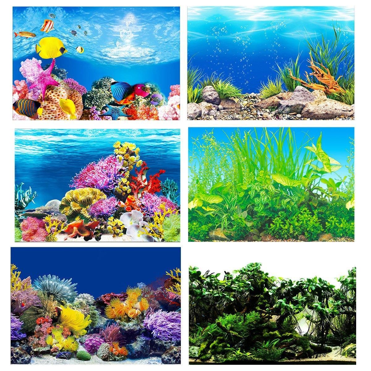 Aquarium Background Fish Tank Wallpaper Double Sided Decoration Sticker Paper - A-50cmx102cm
