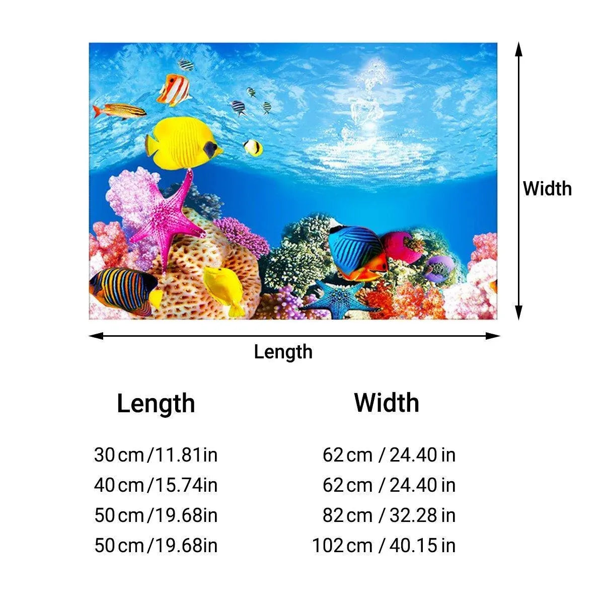 Aquarium Background Fish Tank Wallpaper Double Sided Decoration Sticker Paper - A-50cmx102cm