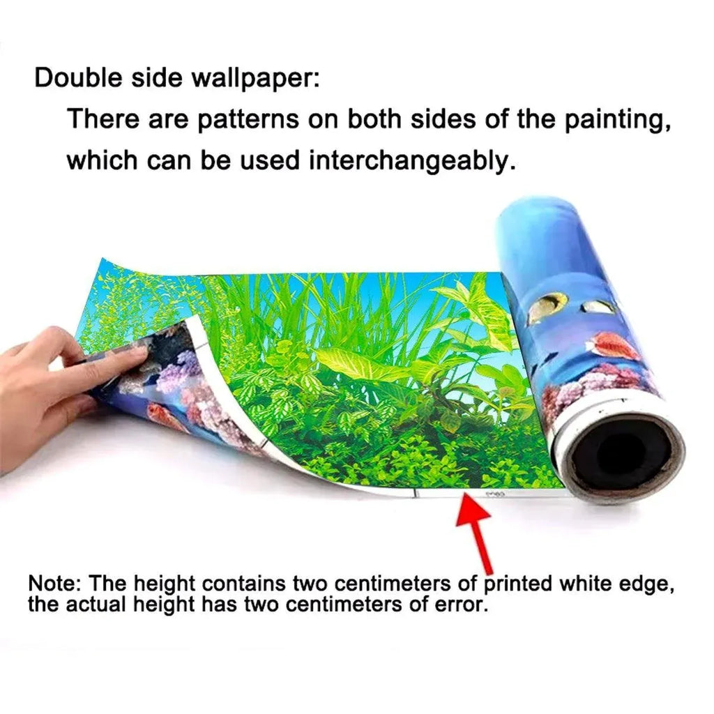 Aquarium Background Fish Tank Wallpaper Double Sided Decoration Sticker Paper - A-50cmx102cm