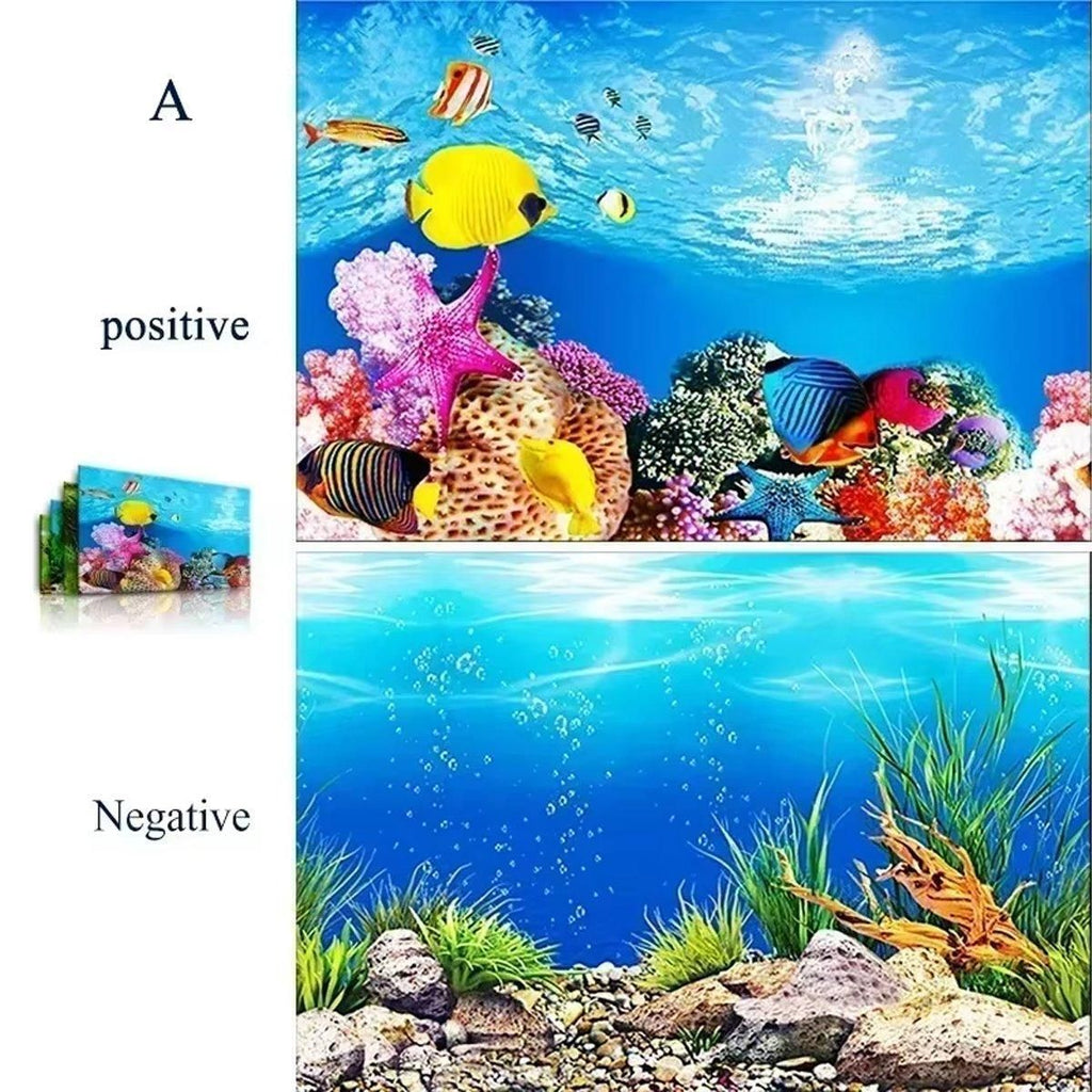 Aquarium Background Fish Tank Wallpaper Double Sided Decoration Sticker Paper - A-50cmx102cm