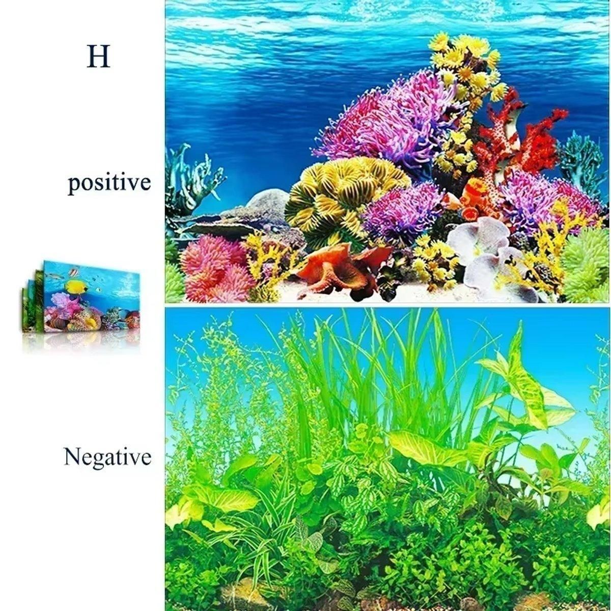 Aquarium Background Fish Tank Wallpaper Double Sided Decoration Sticker Paper - A-50cmx102cm