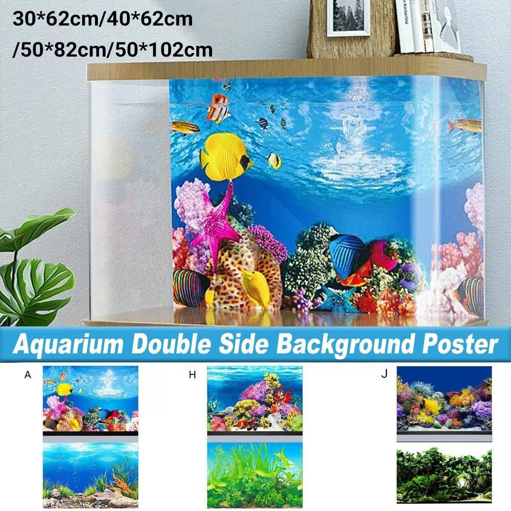 Aquarium Background Fish Tank Wallpaper Double Sided Decoration Sticker Paper - A-50cmx102cm
