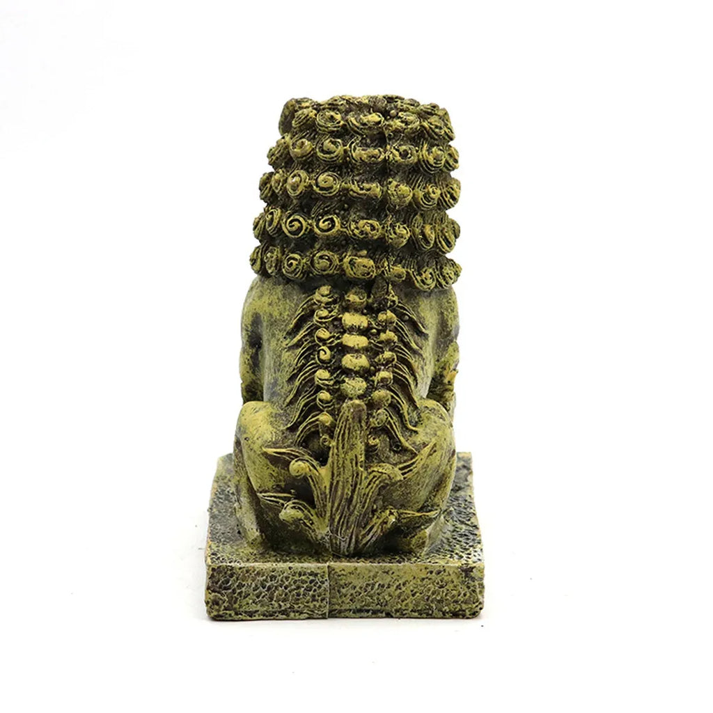 Resin Guardian Lion Statue Ornament Aquarium Decor Fish Tank Desktop Display