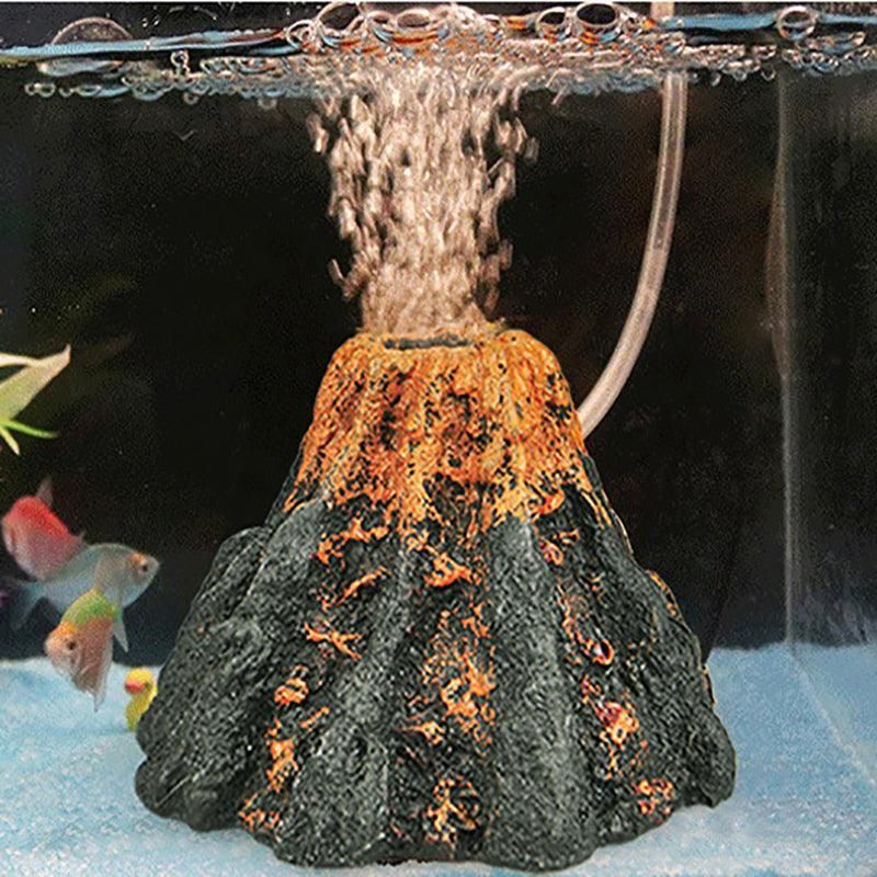 Aquarium Ornament Decoration Fish Tank Air Bubble Stone Volcano Shape Rockery