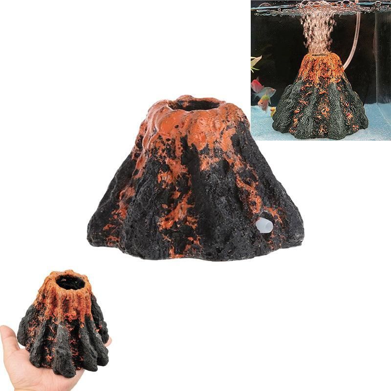 Aquarium Ornament Decoration Fish Tank Air Bubble Stone Volcano Shape Rockery