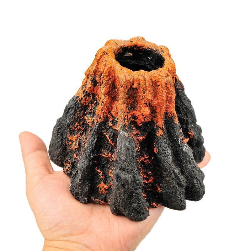 Aquarium Ornament Decoration Fish Tank Air Bubble Stone Volcano Shape Rockery