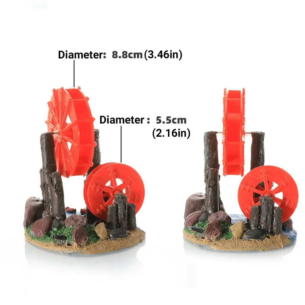 Resin Aquarium Windmill Ornament with Spinning Wheel for Fish Tank