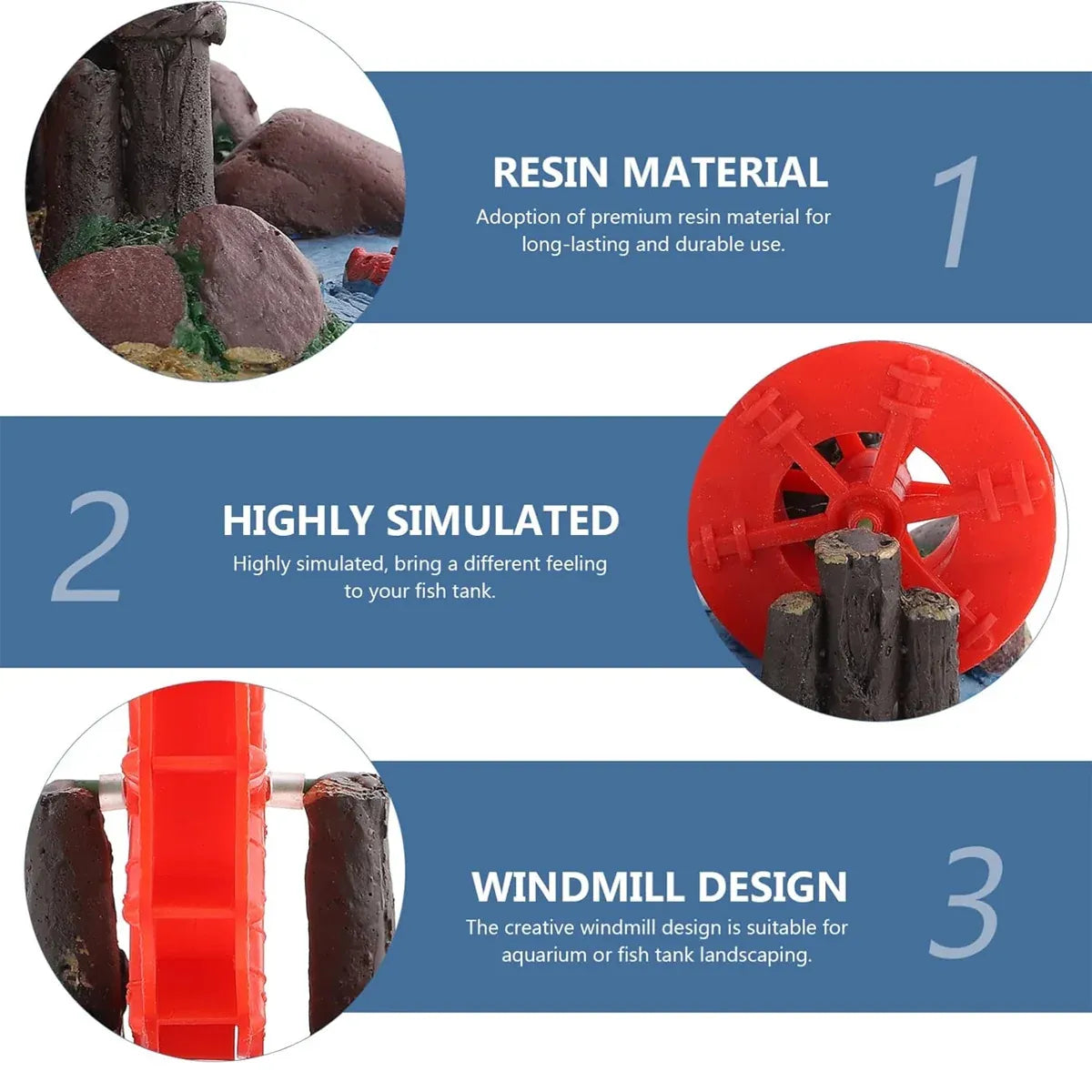 Resin Aquarium Windmill Ornament with Spinning Wheel for Fish Tank