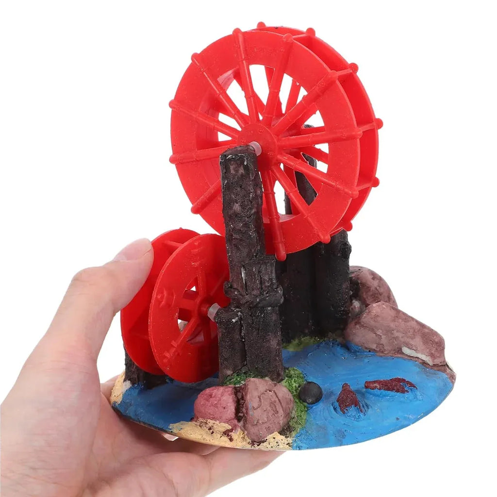 Resin Aquarium Windmill Ornament with Spinning Wheel for Fish Tank