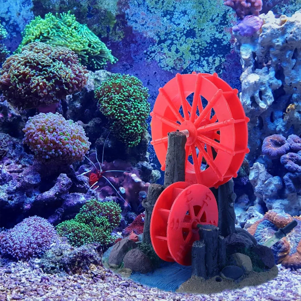 Resin Aquarium Windmill Ornament with Spinning Wheel for Fish Tank