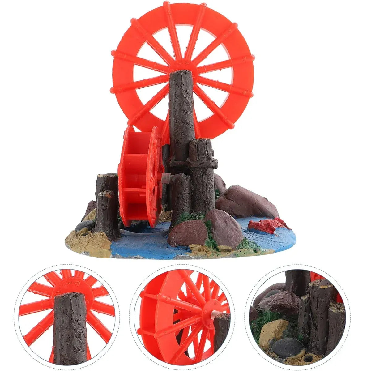Resin Aquarium Windmill Ornament with Spinning Wheel for Fish Tank
