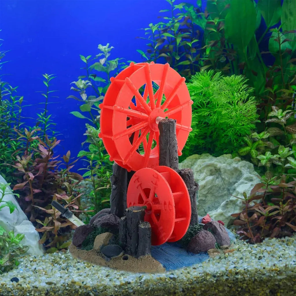 Resin Aquarium Windmill Ornament with Spinning Wheel for Fish Tank
