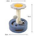 Blue And Grey Sunflower Cat Scratching Post - 35cm Sisal Cat Tree with Plush Toys for Small Cats