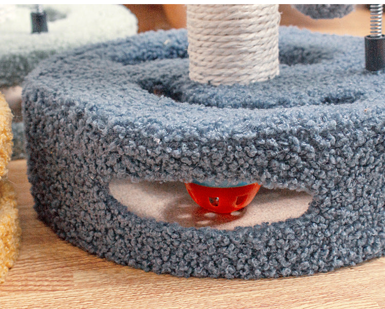 Green And Pink Sunflower Cat Scratching Post - 35cm Sisal Cat Tree with Plush Toys for Small Cats