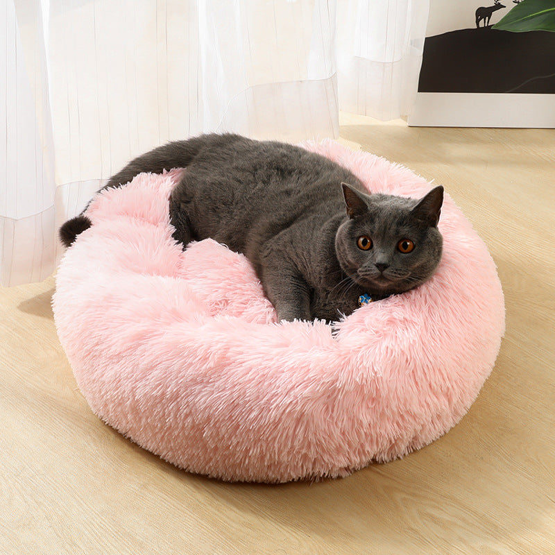 Tie-dye Baby Yellow 50cm Cozy Round Pet Bed - Plush Cat & Dog Bed with Non-Slip Base, Machine Washable