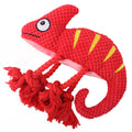 2-Piece Red Plush Chameleon Dog Toys with Squeaker & Rope Legs – Durable Washable Chew Toys with Teeth-Cleaning Texture, 10.2in