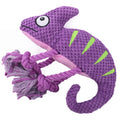 2-Piece Purple Plush Chameleon Dog Toys with Squeaker & Rope Legs – Durable Washable Chew Toys with Teeth-Cleaning Texture, 10.2in