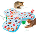 Blue Rechargeable Interactive Cat Toy with Moving Concealed Feathers & Squeaky Mouse – Touch Activated Exercise Toy