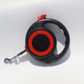 Black-Red Heavy Duty Retractable Dog Leash – Ergonomic Wide Handle, Automatic Tangle-Free Extending Lead, Carbon Fiber Texture