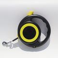 Black-Yellow Heavy Duty Retractable Dog Leash – Ergonomic Wide Handle, Automatic Tangle-Free Extending Lead, Carbon Fiber Texture