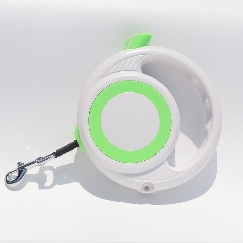 Green-White Heavy Duty Retractable Dog Leash – Ergonomic Wide Handle, Automatic Tangle-Free Extending Lead, Carbon Fiber Texture