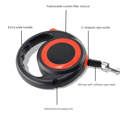 Green-White Heavy Duty Retractable Dog Leash – Ergonomic Wide Handle, Automatic Tangle-Free Extending Lead, Carbon Fiber Texture