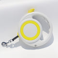 Yellow-White Heavy Duty Retractable Dog Leash – Ergonomic Wide Handle, Automatic Tangle-Free Extending Lead, Carbon Fiber Texture