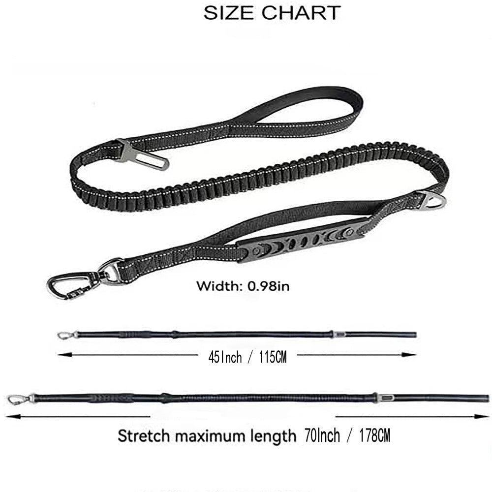 Blue Heavy Duty Elastic Bungee Dog Leash | Anti-Pull Safety Shock Absorber | Multi-Functional Training Lead for Medium to Large Dogs