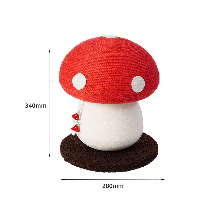 Red Mushroom Cat Tree with Sisal Scratching Post – Large Vertical Cat Climber with Hanging Toys, Indoor Cat Furniture, 340 x 280mm