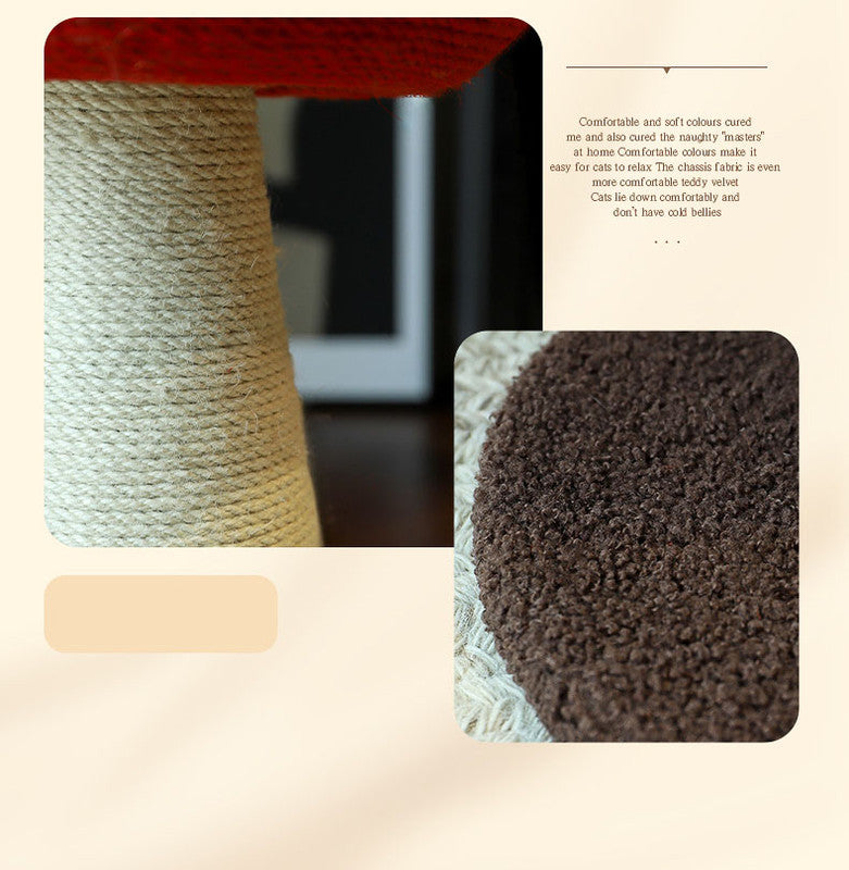 Brown Mushroom Cat Tree with Sisal Scratching Post – Large Vertical Cat Climber with Hanging Toys, Indoor Cat Furniture, 500 x 330mm