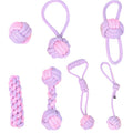 7-Piece Purple & Pink Cotton Rope Dog Toy Set – Washable Knotted Ball & Tug Toys, Durable Interactive Teeth-Cleaning Toys for Dogs & Cats