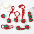 7-Piece Red & Green Cotton Rope Dog Toy Set – Washable Knotted Ball & Tug Toys, Durable Interactive Teeth-Cleaning Toys for Dogs & Cats