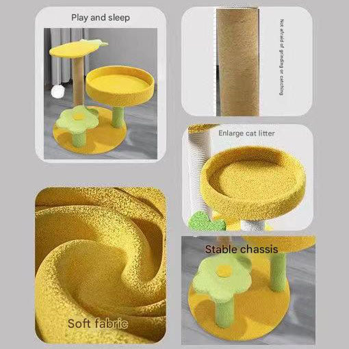 Green Cactus Pineapple Cat Tree with Scratching Post & Cozy Perch - Multi-Level Cat Tower with Flower Platform and Hanging Ball for Indoor Cats