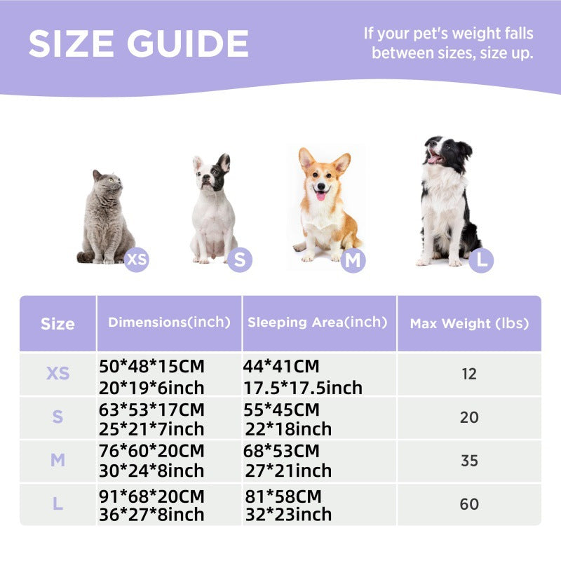 50x48x15 CM Cute Square Plush Pet Bed with Removable Cover & 5 Bolsters Support - Brown Plaid Machine Washable Calming Dog & Cat Sofa