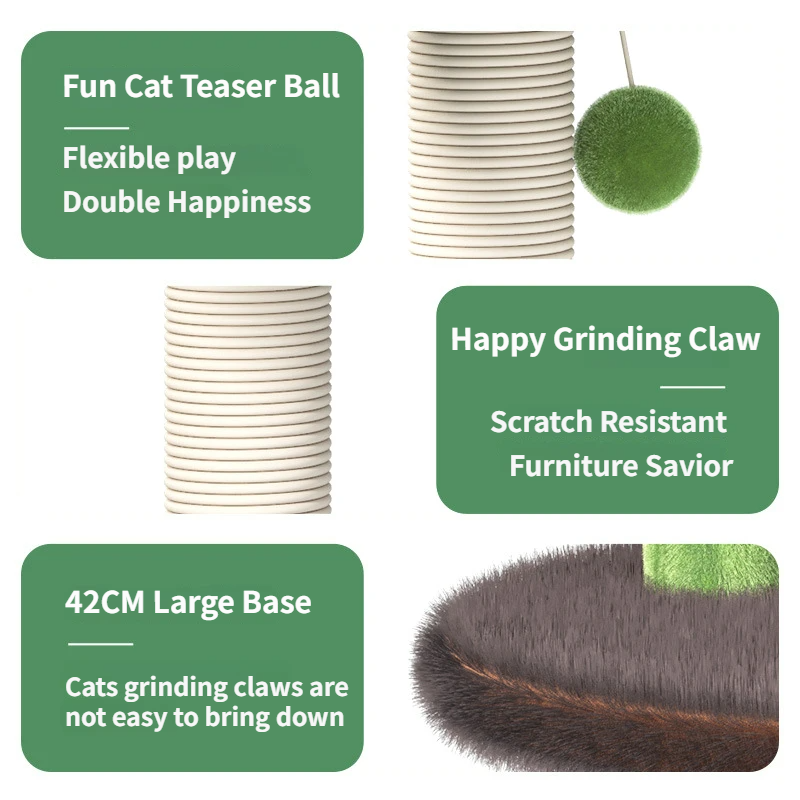 Large Multi-Functional Cat Tree & Activity Tower – 70cm Sisal Scratching Post, 31cm Plush Condo & Interactive Wobbling Feeder