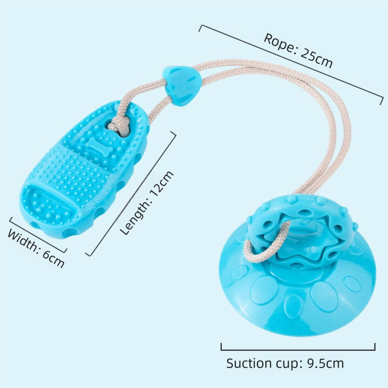 Blue Slipper-Style Dog Chew Toy with Suction Cup – Durable Chew-Resistant Teether for Mental Stimulation & Independent Play