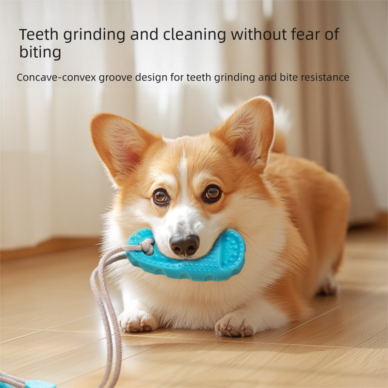 Blue Slipper-Style Dog Chew Toy with Suction Cup – Durable Chew-Resistant Teether for Mental Stimulation & Independent Play