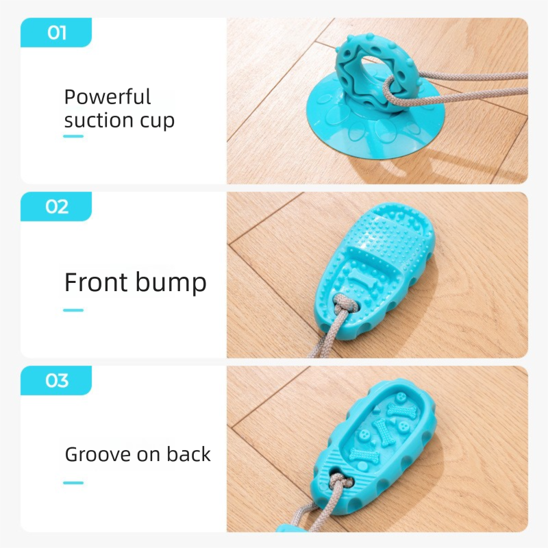 Blue Slipper-Style Dog Chew Toy with Suction Cup – Durable Chew-Resistant Teether for Mental Stimulation & Independent Play