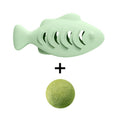 2-Piece Green Fish-Shaped Silicone Cat Toy with Catnip – Interactive Dental Care & Hairball Relief, BPA-Free Food-Grade