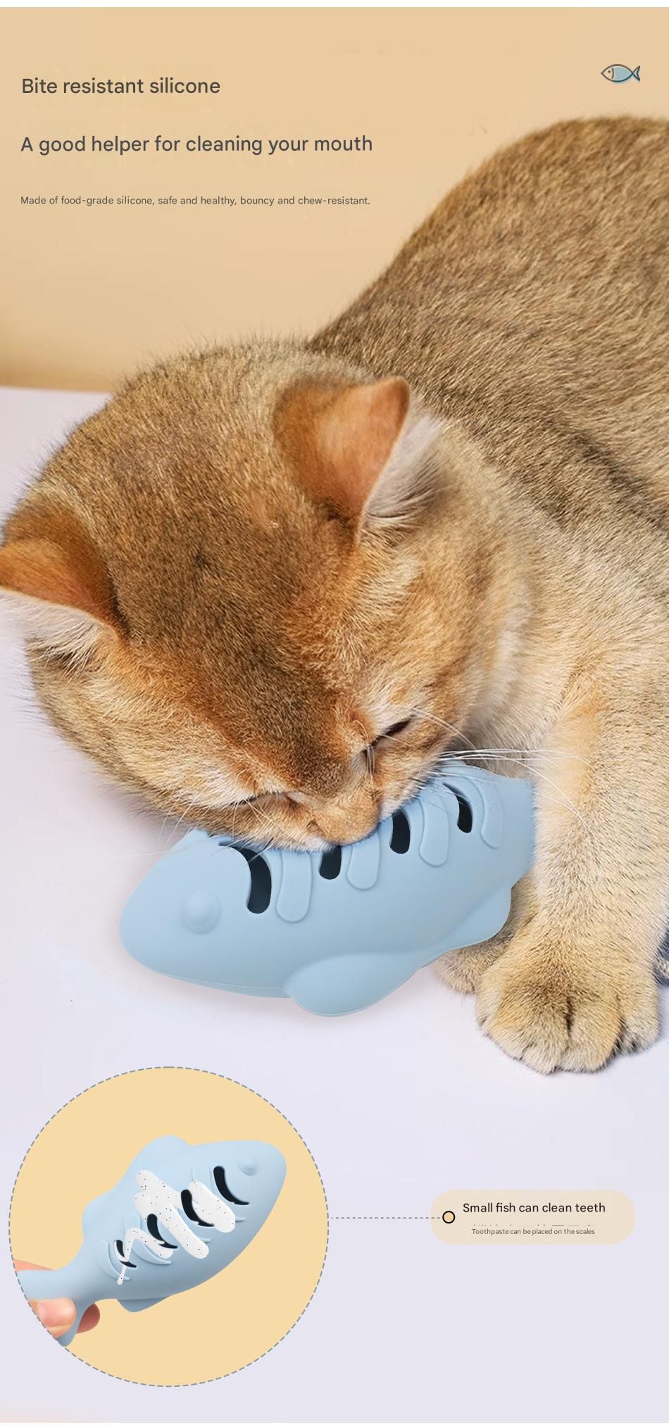 3-Piece Fish-Shaped Silicone Cat Toy with Catnip – Interactive Dental Care & Hairball Relief, BPA-Free Food-Grade
