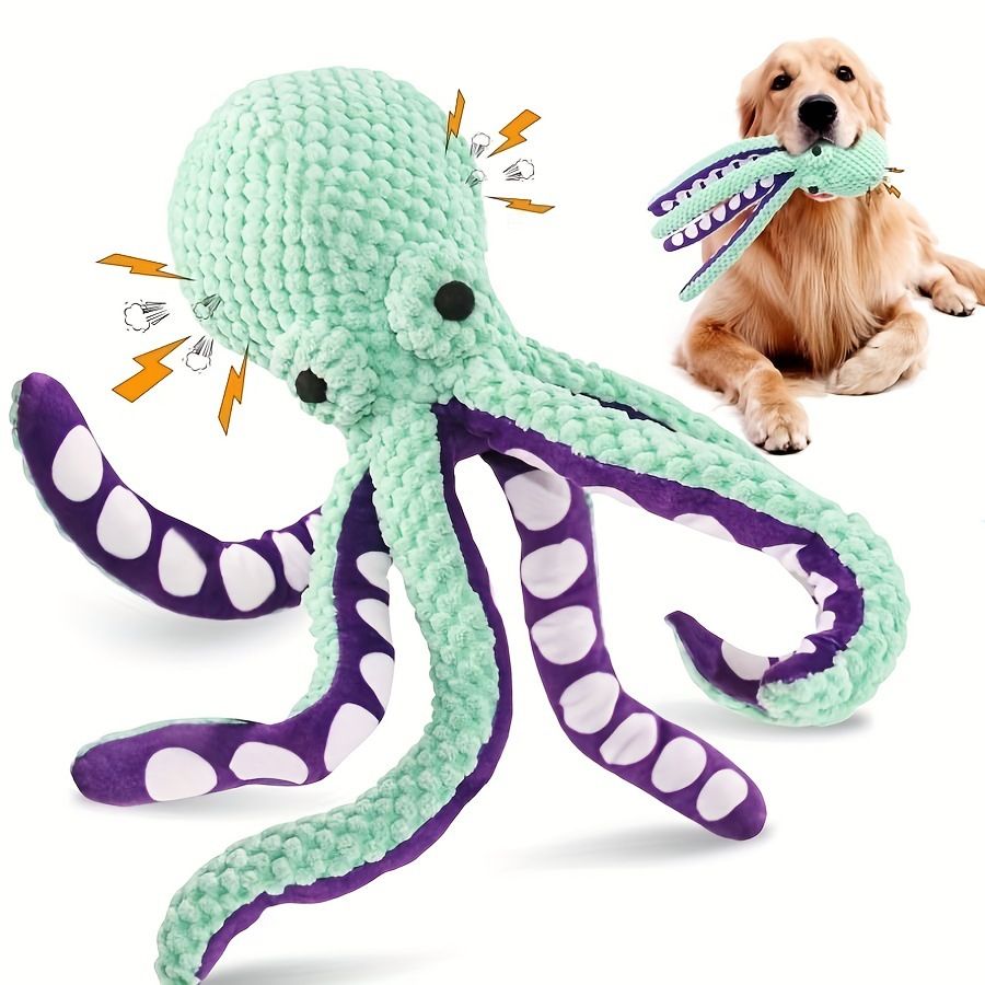 2-Pack Green Plush Octopus Dog Toys with Squeaker – Interactive Chew Toy, Durable Teeth-Cleaning & Boredom Relief, 35cm