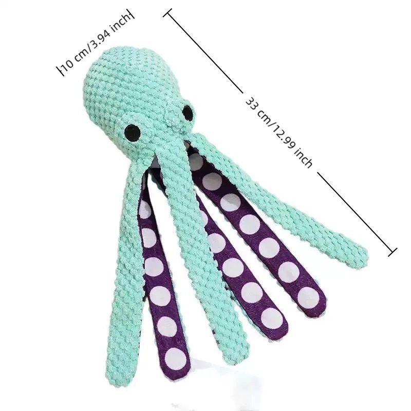 2-Pack Yellow Plush Octopus Dog Toys with Squeaker – Interactive Chew Toy, Durable Teeth-Cleaning & Boredom Relief, 35cm