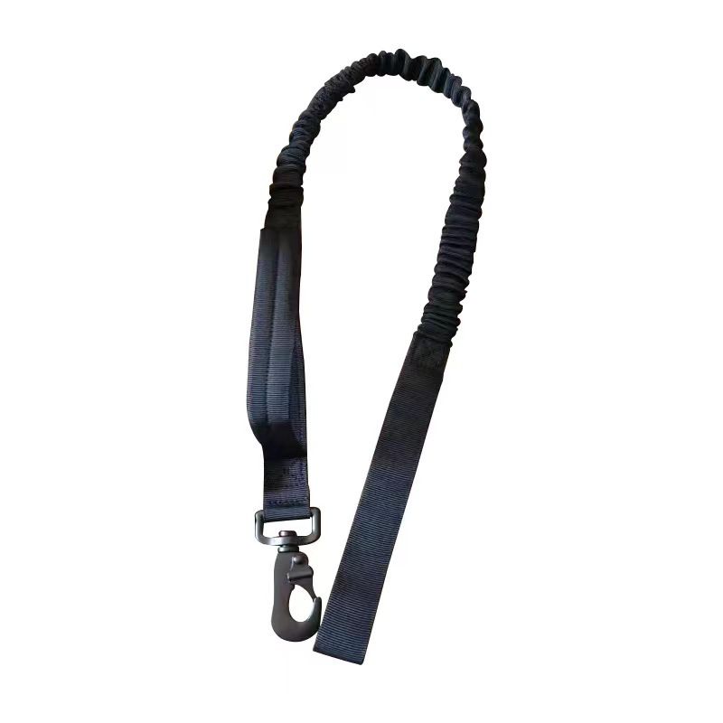 Black Tactical Dog Collar & Bungee Lead Set – Padded Quick Release Collar, Control Handle & Shock-Absorbing Leash – L