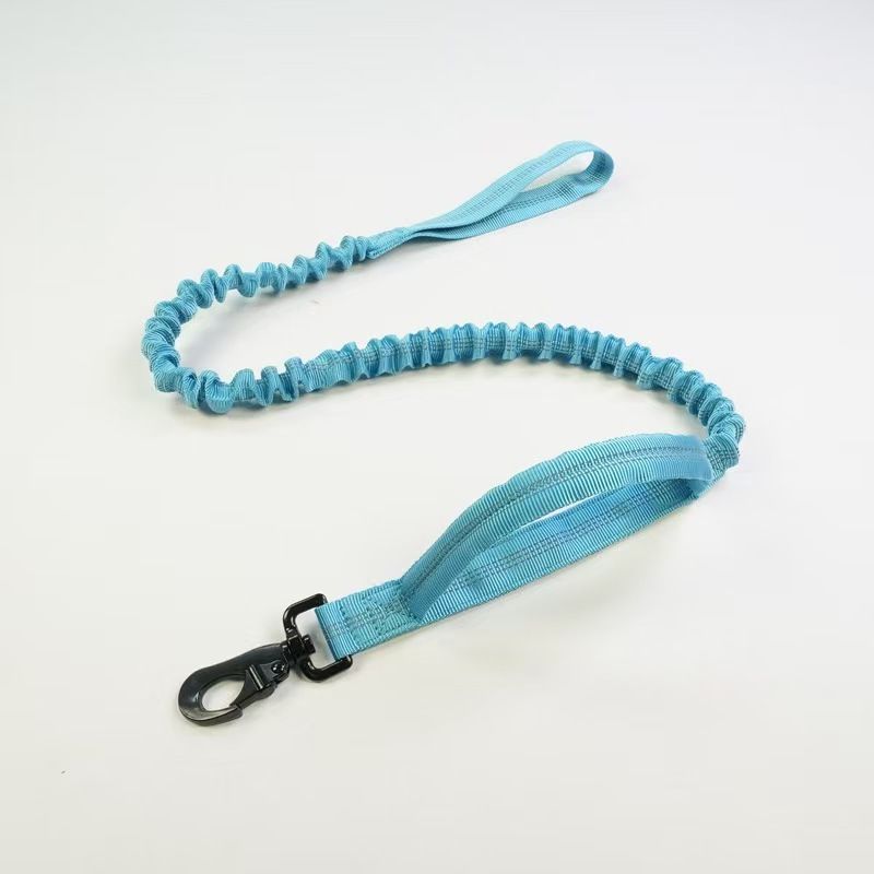 Blue Tactical Dog Collar & Bungee Lead Set – Padded Quick Release Collar, Control Handle & Shock-Absorbing Leash – XL