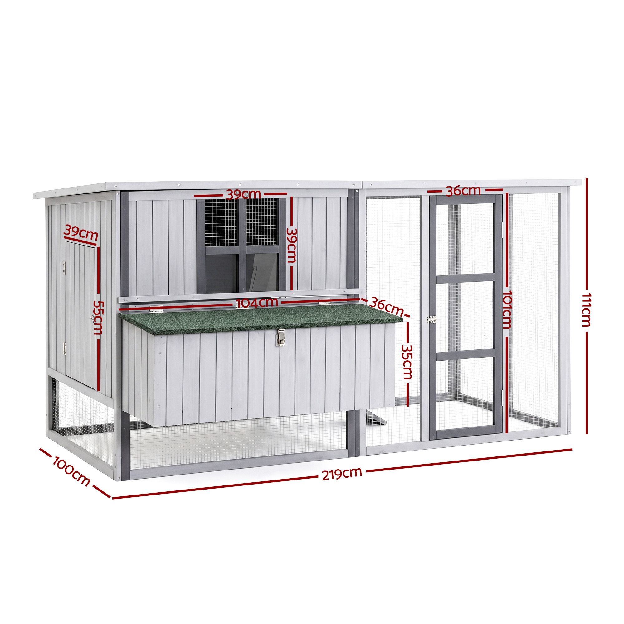 i.Pet Chicken Coop 219cm Rabbit Hutch Poultry Cage Outdoor Enclosure Wood - Image 2