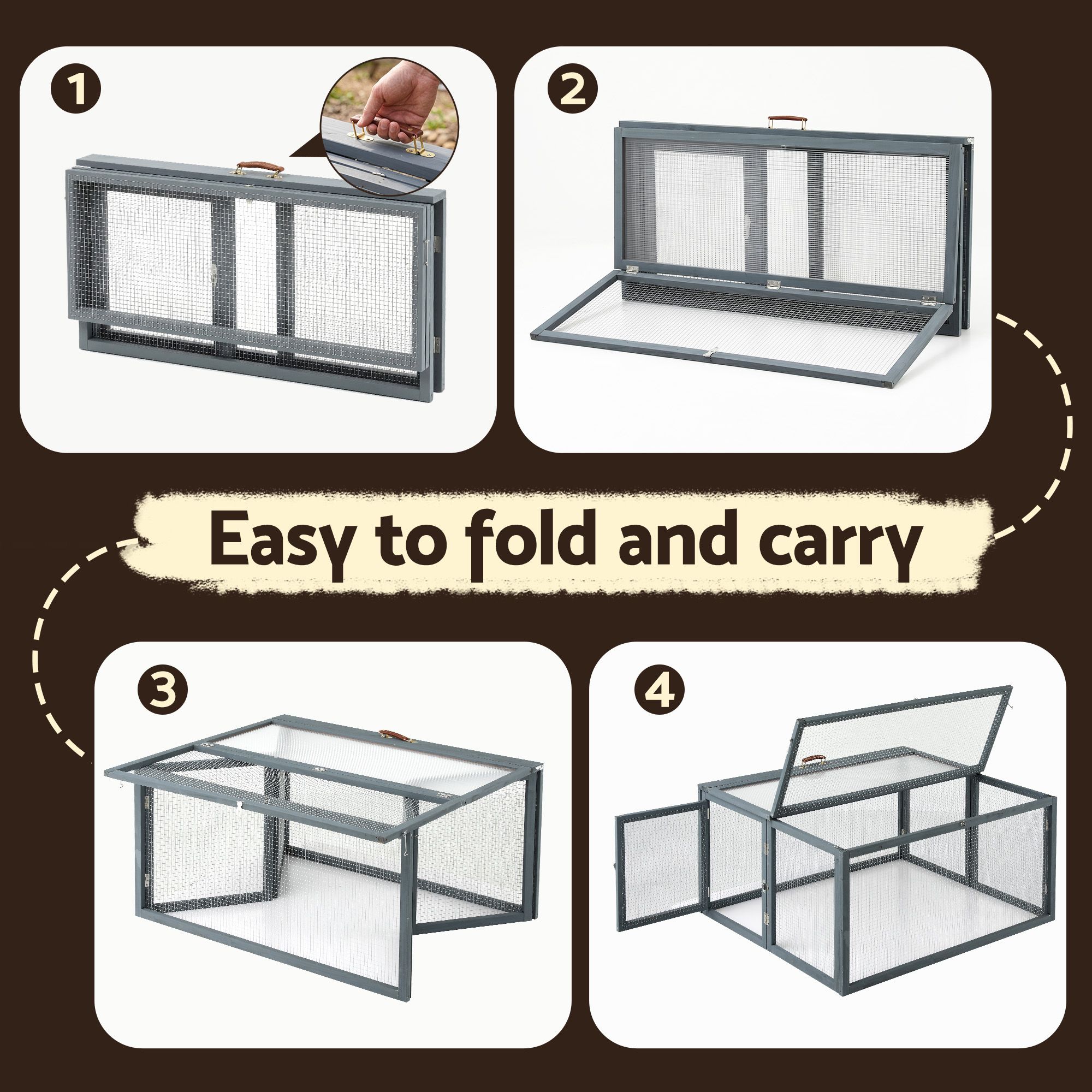 i.Pet Chicken Coop Large Portable Wooden Rabbit Run Cage Hutch Outdoor Folding Hen House 110cm - Image 6