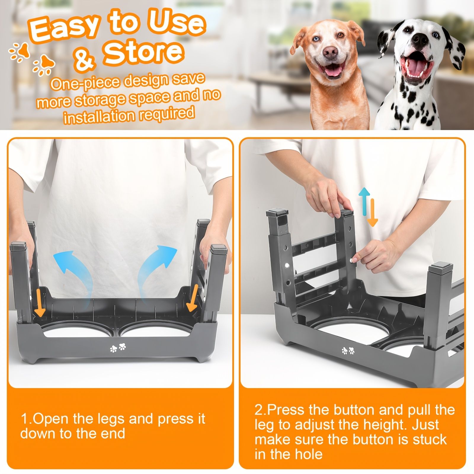 Black dog feeder, elevated dog feeder, double bowl dog feeder, stainless steel dog bowls, ergonomic pet feeder, anti-slip dog bowl stand - Image 7
