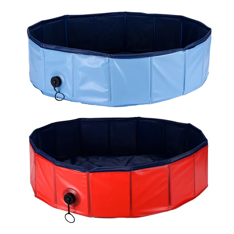 Foldable Dog Pet Pool Bathtub, Red, S - Image 2